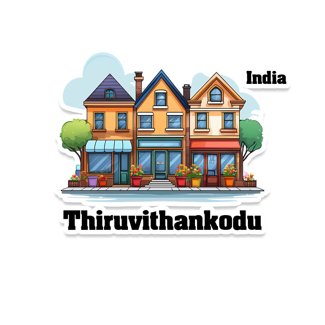 Thiruvithankodu Three Home Offiec Shop Town Sticker & Magnet | Home Town Souvenirs