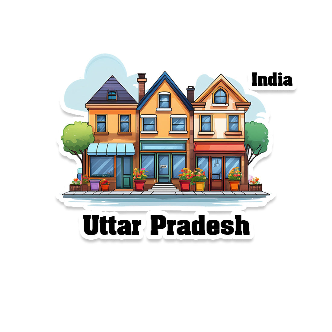 Uttar Three Home Offiec Shop Town Sticker & Magnet | Home Town Souvenirs