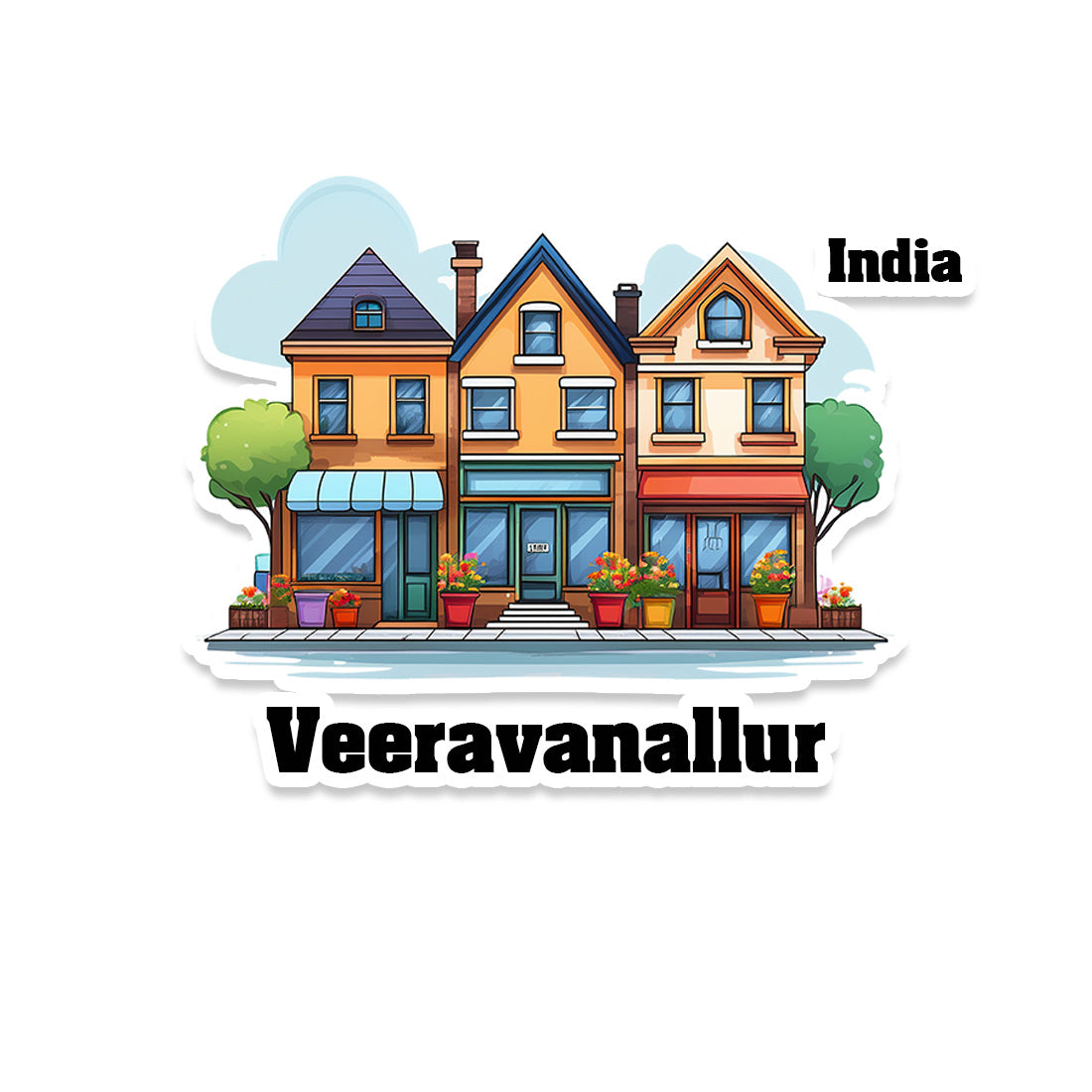 Veeravanallur Three Home Offiec Shop Town Sticker & Magnet | Home Town Souvenirs