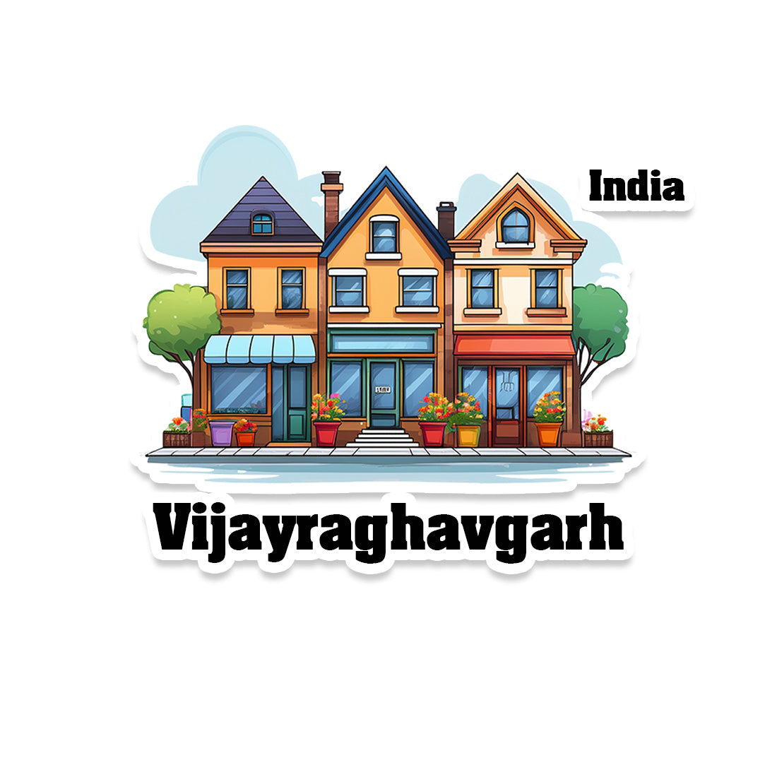 Vijayraghavgarh Three Home Offiec Shop Town Sticker & Magnet | Home Town Souvenirs