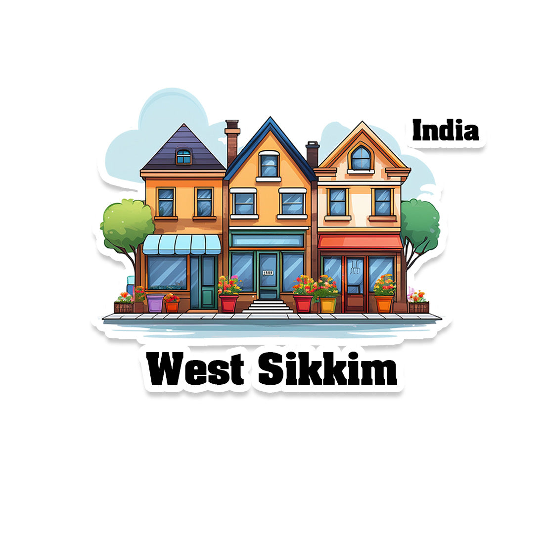 West Singhbhum Three Home Offiec Shop Town Sticker & Magnet | Home Town Souvenirs