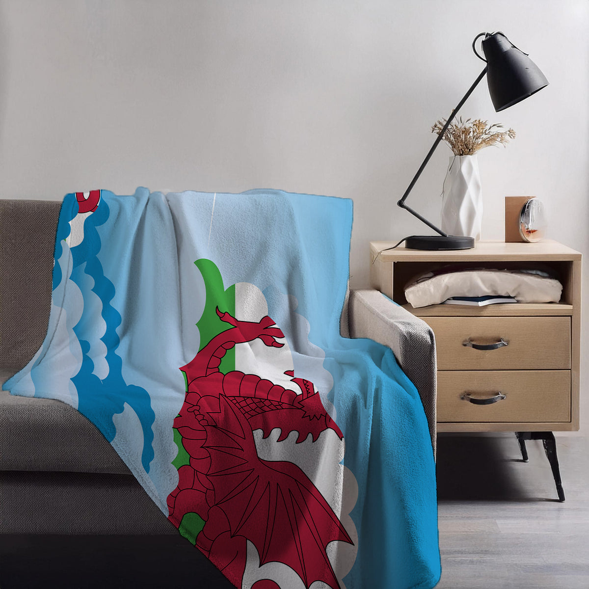Wales Day Clouds Blankets & Throws | Soft Premium Blankets | City Posters Plus
