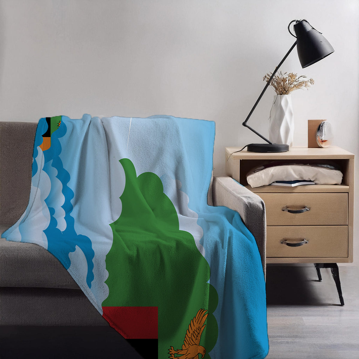 Zambia Day Clouds Blankets & Throws | Soft Premium Blankets | City Posters Plus
