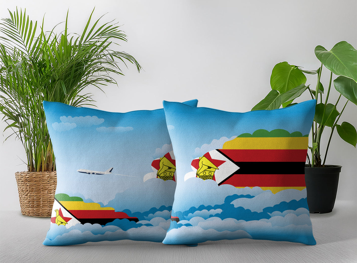 Zimbabwe Day Clouds Pillow Case and Pillow Throw