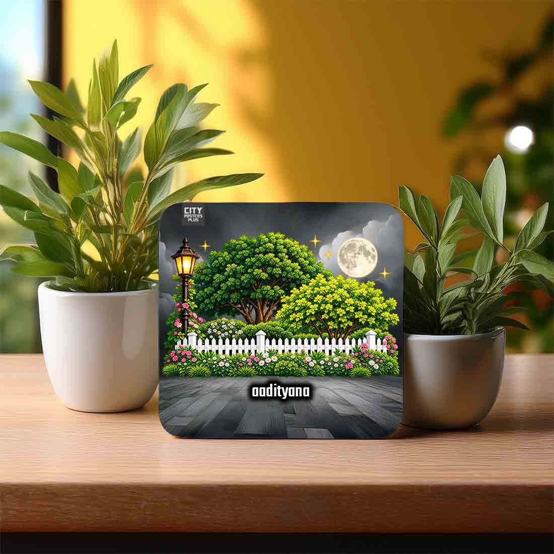 Aadityana Home Town Night Trees Landscape Coasters