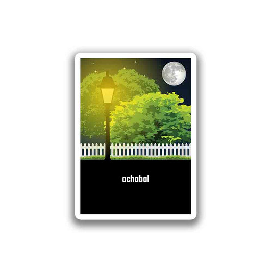 Achabal Home Home Town Night Trees Landscape Vertical Sticker & Magnet