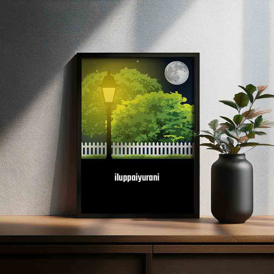Iluppaiyurani Home Town Night Trees Landscape Poster Framed 