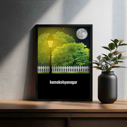 Kamakshyanagar Home Town Night Trees Landscape Poster Framed 